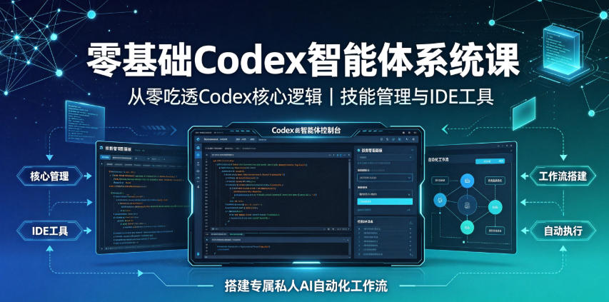 零基础Codex智能体系统课|从零吃透Codex核心逻辑、技能管理与IDE工具,搭建专属私人AI自动化工作流