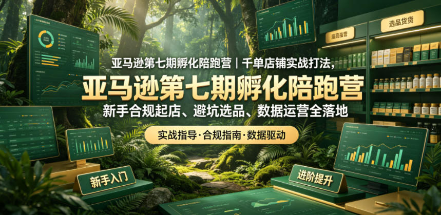 亚马逊孵化陪跑营|千单店铺实战打法,新手合规起店、避坑选品、数据运营全落地(更新0708)