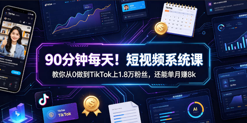 90分钟每天!短视频系统课教你从0做到TikTok上1.8万粉丝,还能单月賺8k【原创双语字幕】