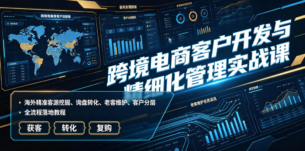 跨境电商客户开发与精细化管理实战课|海外精准客源挖掘、询盘转化、老客维护、客户分层全流程落地教程