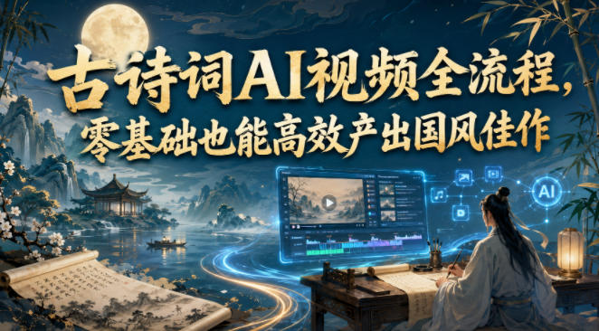 古诗词AI视频全流程,零基础也能高效产出国风佳作