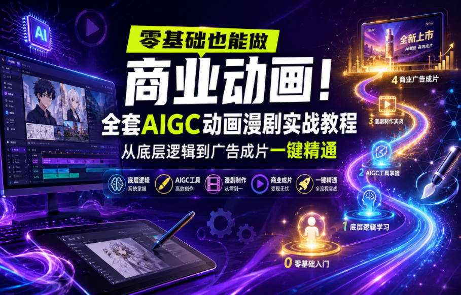 零基础也能做商业动画!全套AIGC动画漫剧实战教程,从底层逻辑到广告成片一键精通(更新0715)