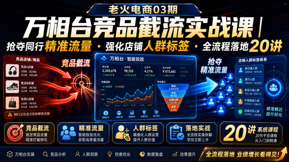 老火电商03期・万相台竞品截流实战课|抢夺同行精准流量・强化店铺人群标签・全流程落地20讲