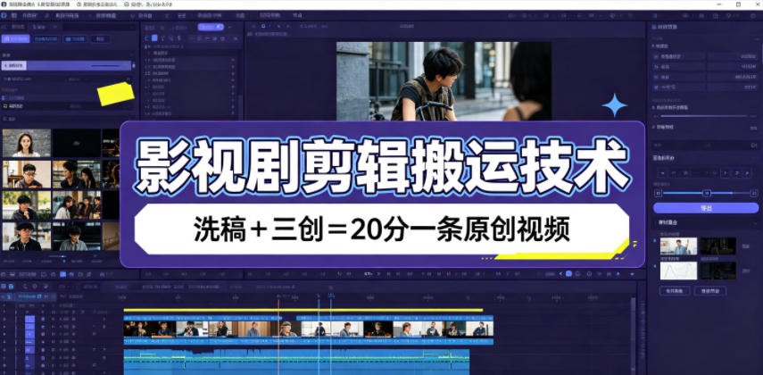 影视剧剪辑搬运技术,洗稿+三创=20分一条原创视频