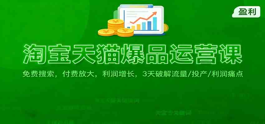 淘宝天猫爆品运营课：免费搜索，付费放大，利润增长，3 天破解流量/ 投产/利润痛点-航海圈
