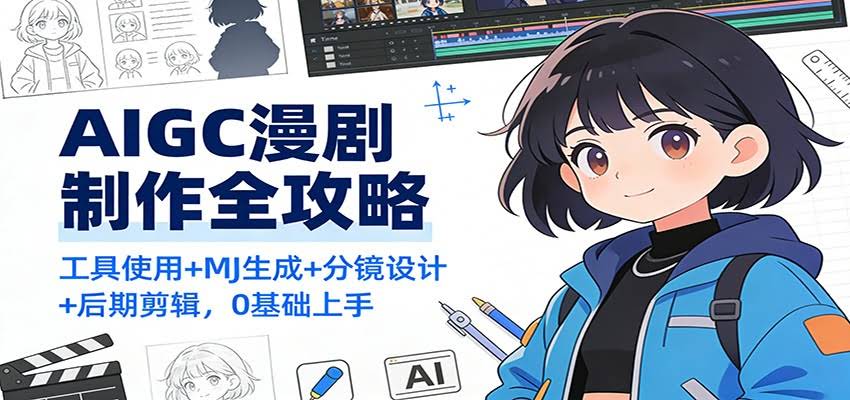 AIGC漫剧制作全攻略：工具使用+MJ生成+分镜设计+后期剪辑，0基础上手-航海圈