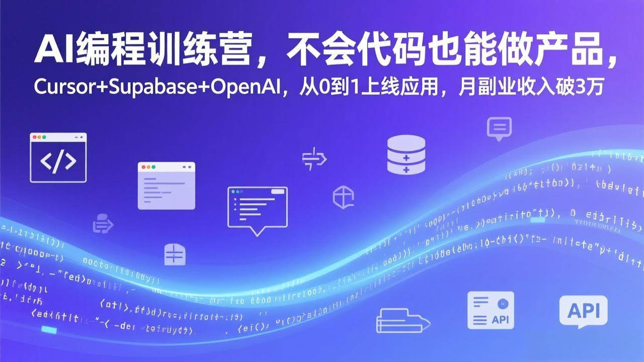 （17388期）AI编程训练营，不会代码也能做产品，Cursor+Supabase+OpenAI，从0到1上线应用，月副业收入破3万-航海圈