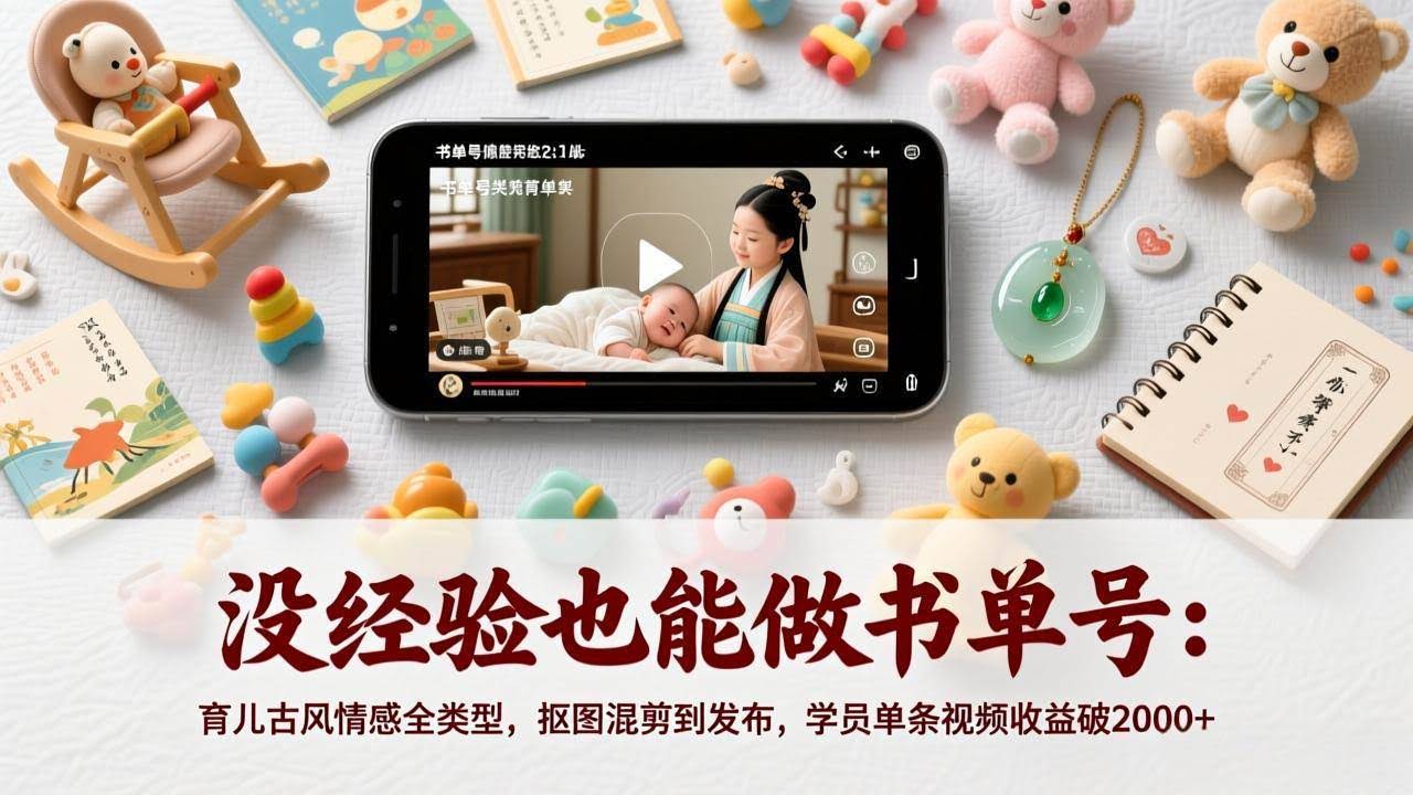 （17389期）没经验也能做书单号：育儿古风情感全类型，抠图混剪到发布，学员单条视频收益破2000+-航海圈
