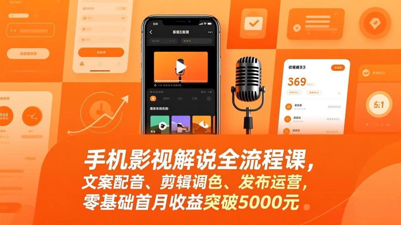 （17391期）手机影视解说全流程课，文案配音、剪辑调色、发布运营，零基础首月收益突破5000元-航海圈