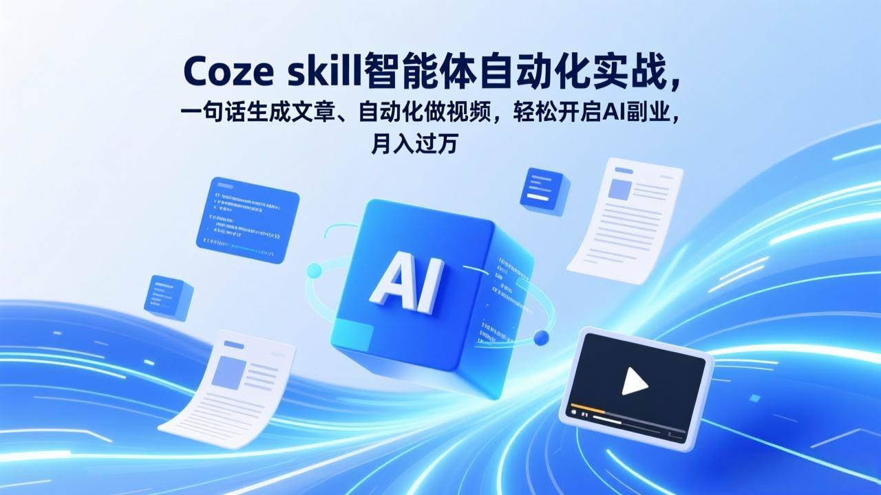 （17399期）Coze skill智能体自动化实战，一句话生成文章、自动化做视频，轻松开启AI副业，月入过万-航海圈