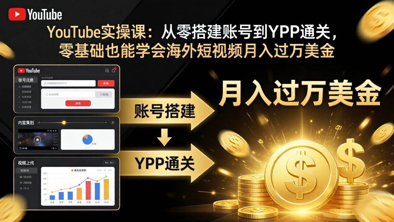 （17897期）YouTube实操课：从零搭建账号到YPP通关，零基础也能学会海外短视频月入过万美金-航海圈
