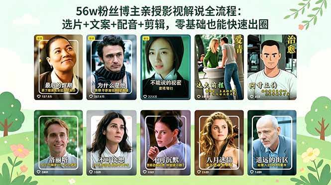 （18579期）56万粉丝博主亲授影视解说全流程：选片+文案+配音+剪辑，零基础也能快速出圈-航海圈