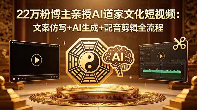（18580期）22万粉博主亲授AI道家文化短视频：文案仿写+AI生成+配音剪辑全流程-航海圈
