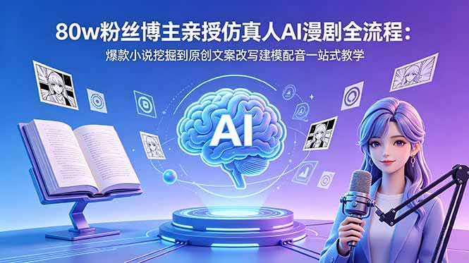 （18581期）80w粉丝博主亲授仿真人AI漫剧全流程：爆款小说挖掘到原创文案改写建模配音一站式教学-航海圈