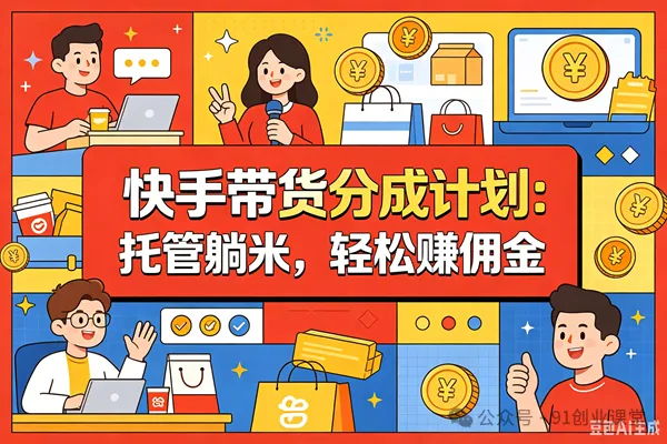 图片[1]-8月最新项目——快手带货分成计划：托管躺米，轻松赚佣金，社裙兔费橡木-航海圈