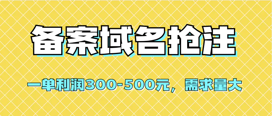 【全网首发】备案域名抢注，一单利润300-500元，需求量大