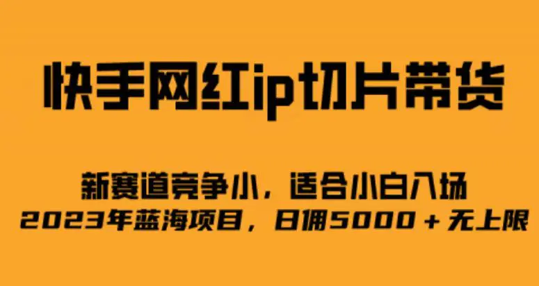 快手网红ip切片新赛道，竞争小事，适合小白 2023蓝海项目