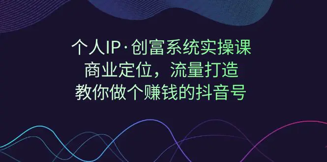 个人IP·创富系统实操课：商业定位，流量打造，教你做个赚钱的抖音号