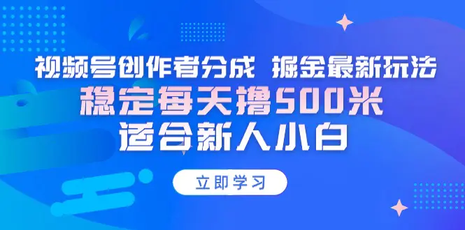 【蓝海项目】视频号创作者分成 掘金最新玩法 稳定每天撸500米 适合新人小白