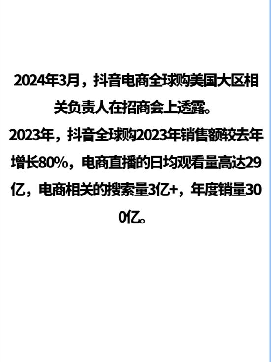 抖音全球购2023年销售额较..情报-航海圈