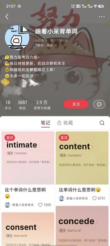 分享一个小红书达人赛道，打卡英语单词。….-航海圈