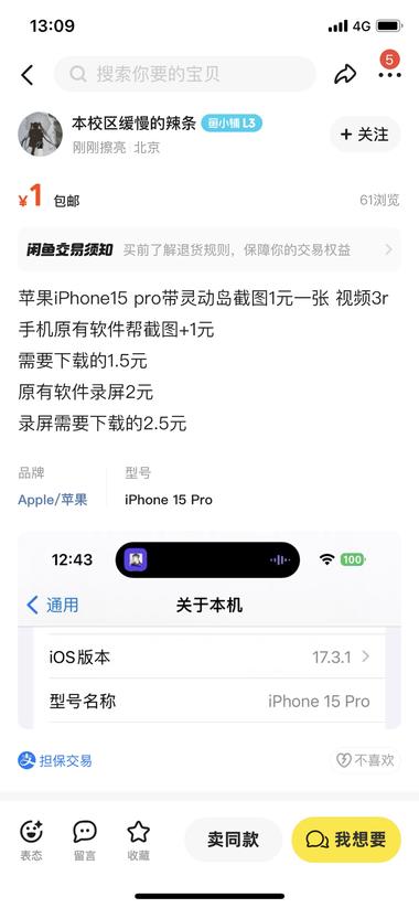 苹果手机灵动岛截图，1元一张包月30….-搞钱风向标论坛-航海社群内容-航海圈