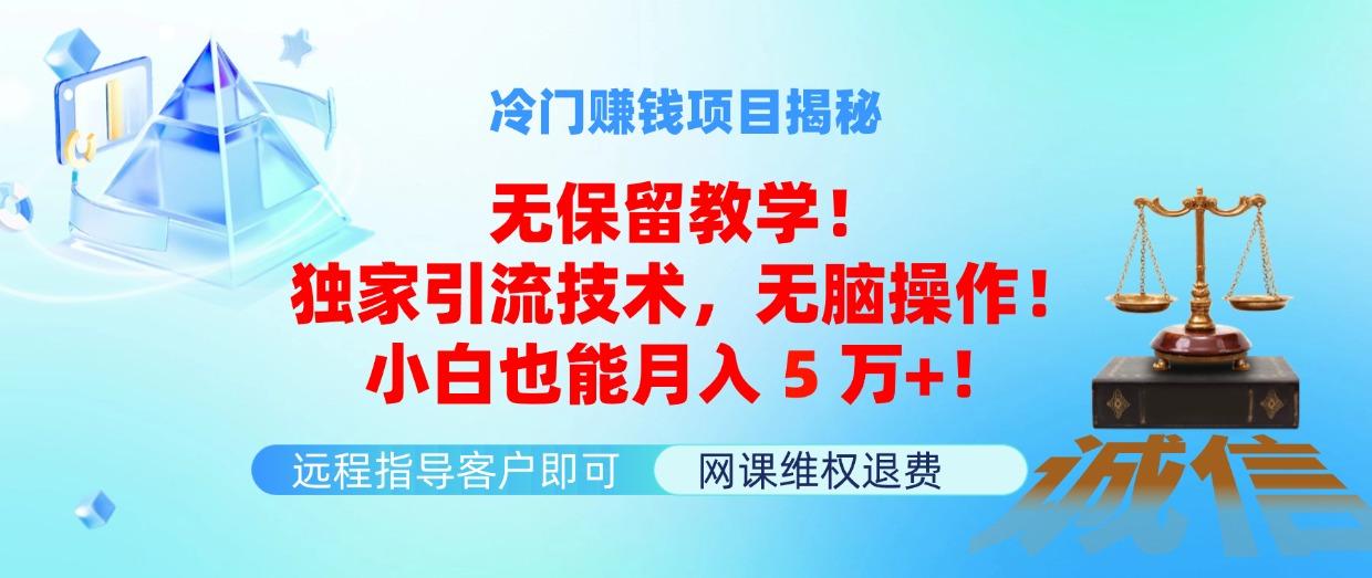 冷门赚钱项目无保留教学！独家引流技术，无脑操作！小白也能月入5万+！-航海圈