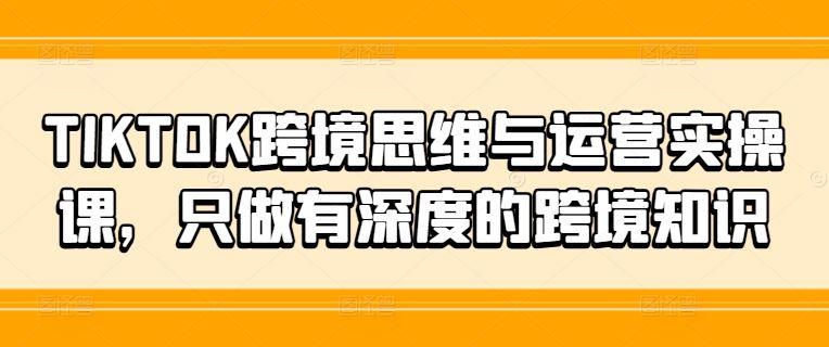 TIKTOK跨境思维与运营实操课，只做有深度的跨境知识-航海圈