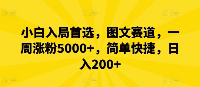 小白入局首选，图文赛道，一周涨粉5000+，简单快捷，日入200+-航海圈