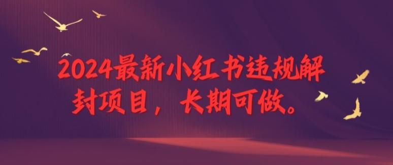 2024最新小红书违规解封项目，长期可做，一个可以做到退休的项目-航海圈