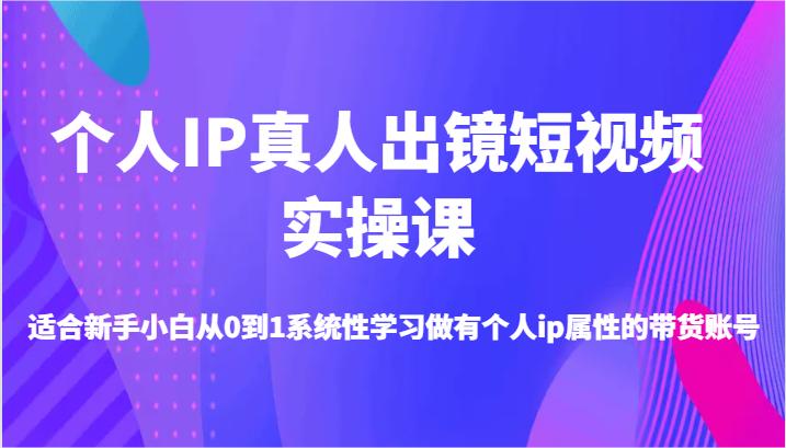 个人IP真人出镜短视频实操课-适合新手小白从0到1系统性学习做有个人ip属性的带货账号-航海圈