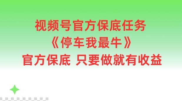 视频号官方保底任务，停车我最牛，官方保底只要做就有收益-航海圈