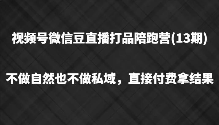 视频号微信豆直播打品陪跑(13期)，不做不自然流不做私域，直接付费拿结果-航海圈