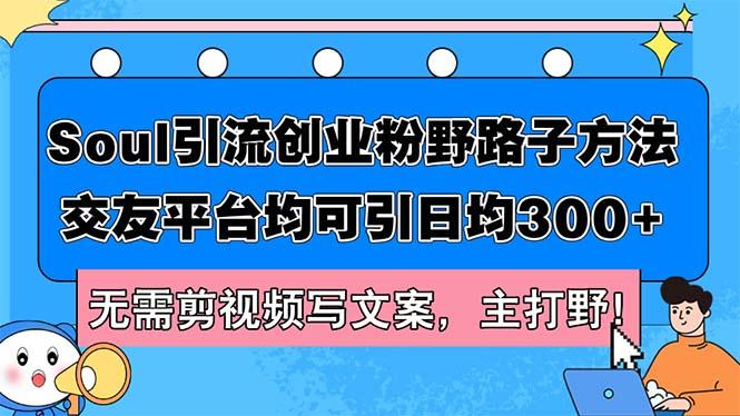 Soul引流创业粉野路子方法，交友平台均可引日均300+，无需剪视频写文案…-航海圈