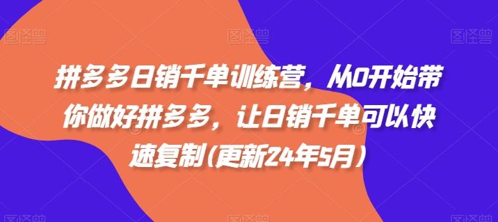 拼多多日销千单训练营，从0开始带你做好拼多多，让日销千单可以快速复制(更新24年8月)-航海圈