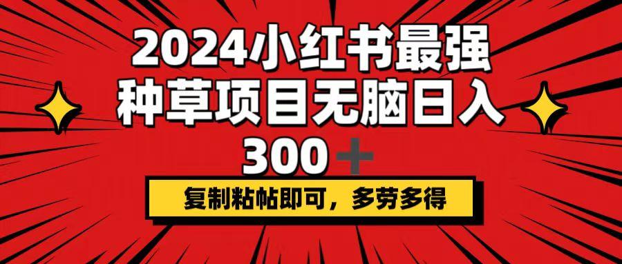 2024小红书最强种草项目，无脑日入300+，复制粘帖即可，多劳多得-航海圈