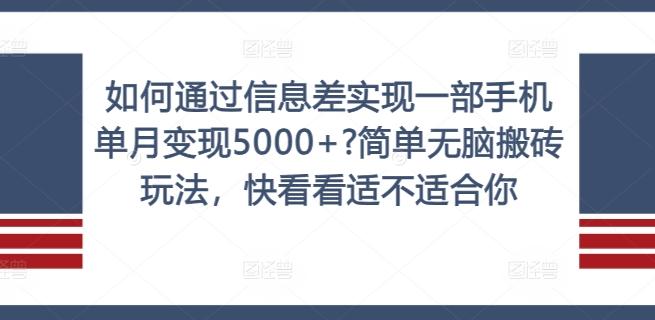 如何通过信息差实现一部手机单月变现5000+?简单无脑搬砖玩法，快看看适不适合你-航海圈