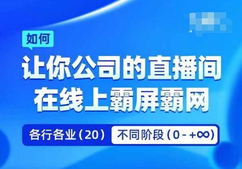 企业矩阵直播霸屏实操课，让你公司的直播间在线上霸屏霸网-航海圈