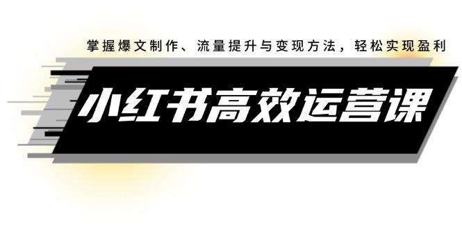 小红书高效运营课：掌握爆文制作、流量提升与变现方法，轻松实现盈利-航海圈