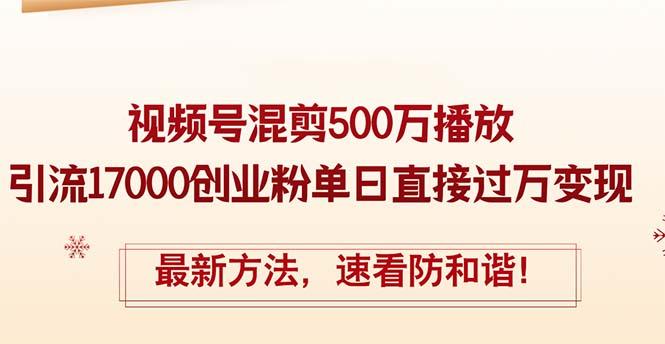 精华帖视频号混剪500万播放引流17000创业粉，单日直接过万变现，最新方…-航海圈