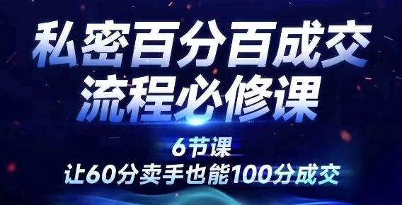 私密百分百成交流程线上训练营，绝对成交，让60分卖手也能100分成交-航海圈