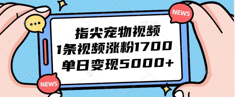 指尖宠物视频，1条视频涨粉1700，单日变现5000+-航海圈