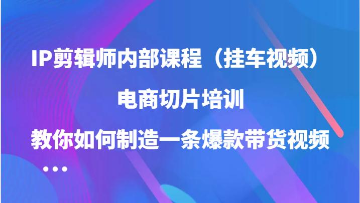 IP剪辑师内部课程（挂车视频），电商切片培训，教你如何制造一条爆款带货视频-航海圈