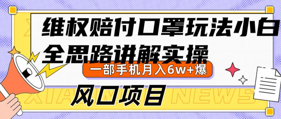 维权赔付口罩玩法，小白也能月入6w+，风口项目实操-航海圈