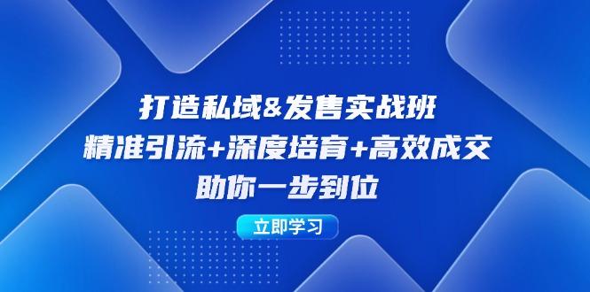 打造私域&发售实操班：精准引流+深度培育+高效成交，助你一步到位-航海圈