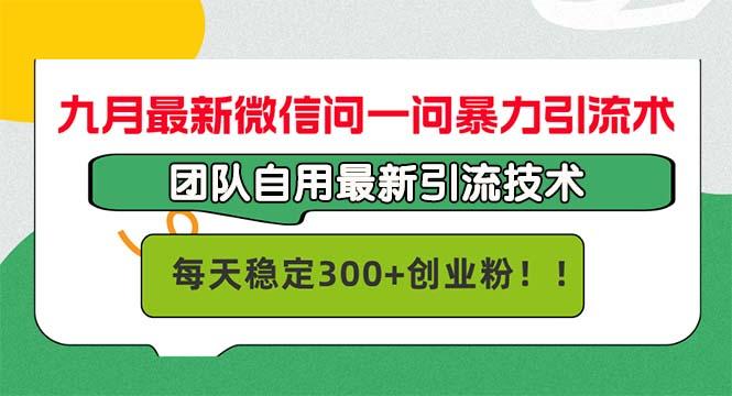 九月最新微信问一问暴力引流术，团队自用引流术，每天稳定300+创…-航海圈