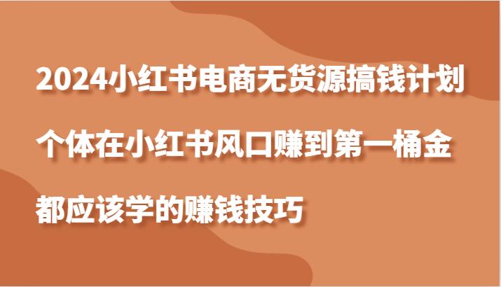 2024小红书电商无货源搞钱计划，个体在小红书风口赚到第一桶金应该学的赚钱技巧-航海圈