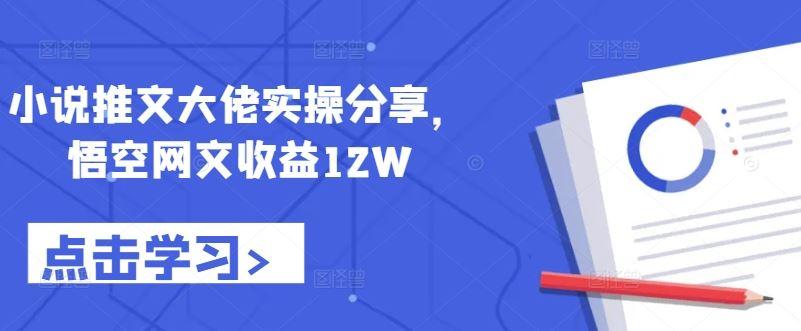 小说推文大佬实操分享，悟空网文收益12W-航海圈