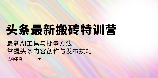 （12819期）头条最新搬砖特训营：最新AI工具与批量方法，掌握头条内容创作与发布技巧-航海圈