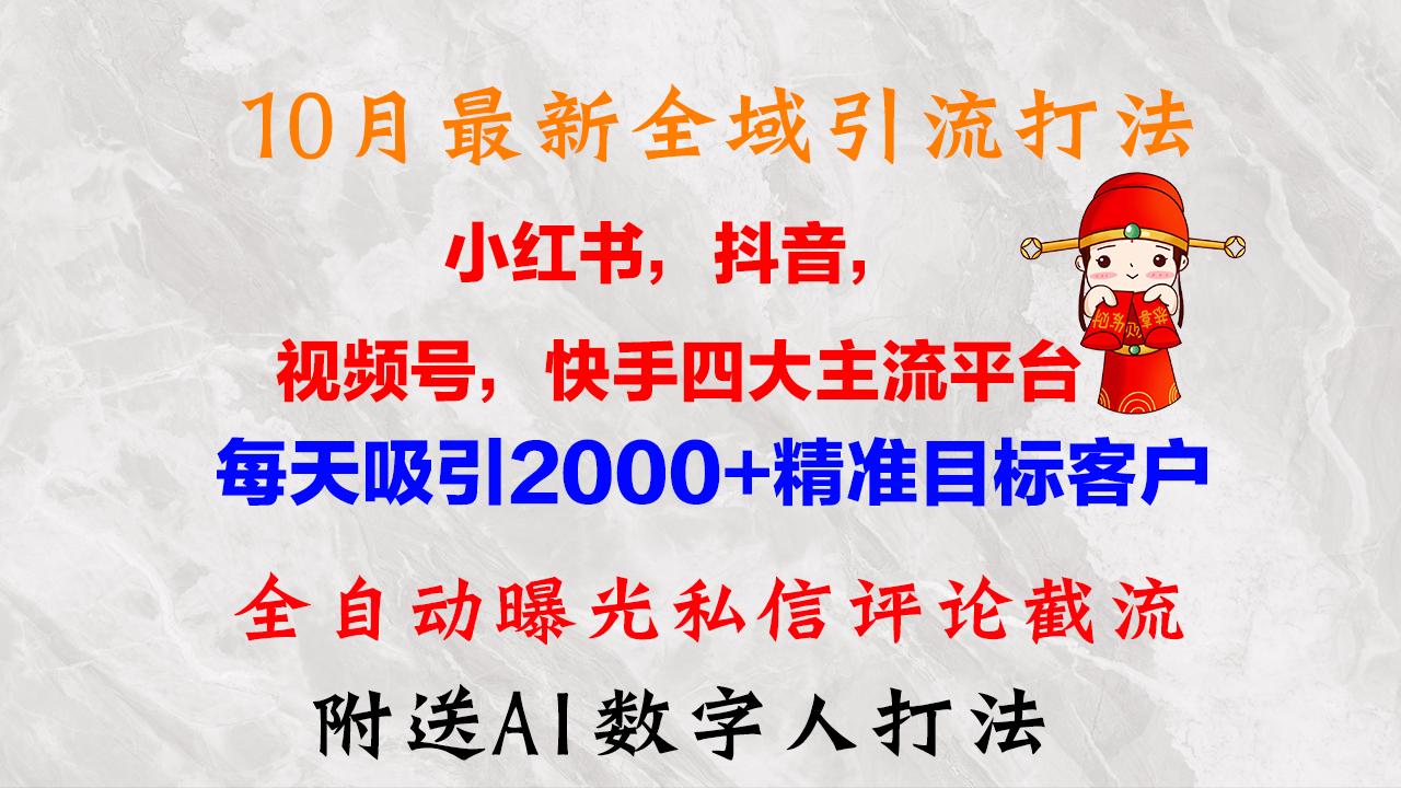 （12921期）10月最新小红书，抖音，视频号，快手四大平台全域引流，，每天吸引2000…-航海圈